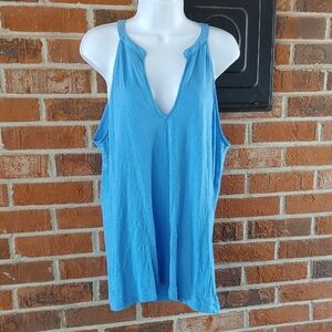 Lilly Pulitzer Pima Slub Cotton Poolside Blue Arya Tank Size XL (817)